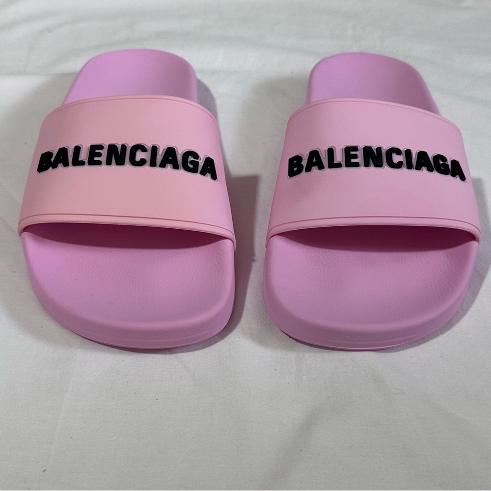 Balenciaga | Pink Pool Slides Logo Sandals | 36 - Picture 7 of 11